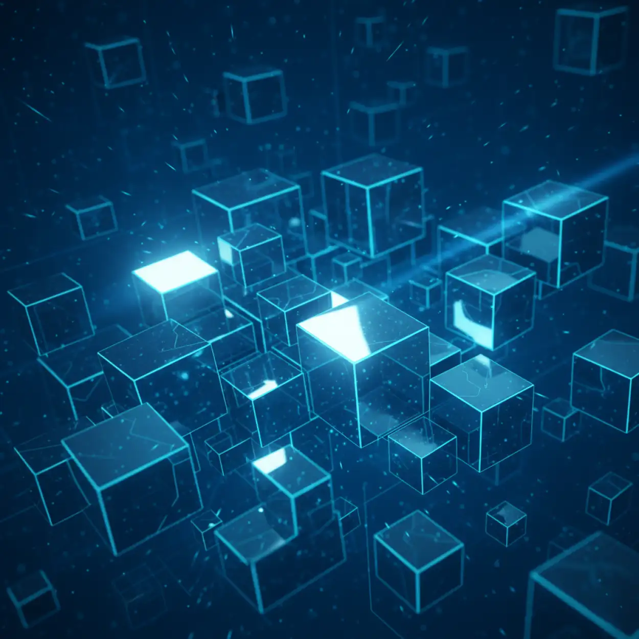 blue youtube thumbnail background with 3d geometric shapes