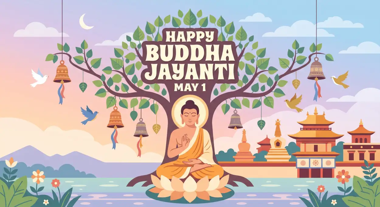 Free Download Buddha Jayanti 2026 Banner With Quotes - High Quality Happy Buddha Jayanti 2026 Wishes Image