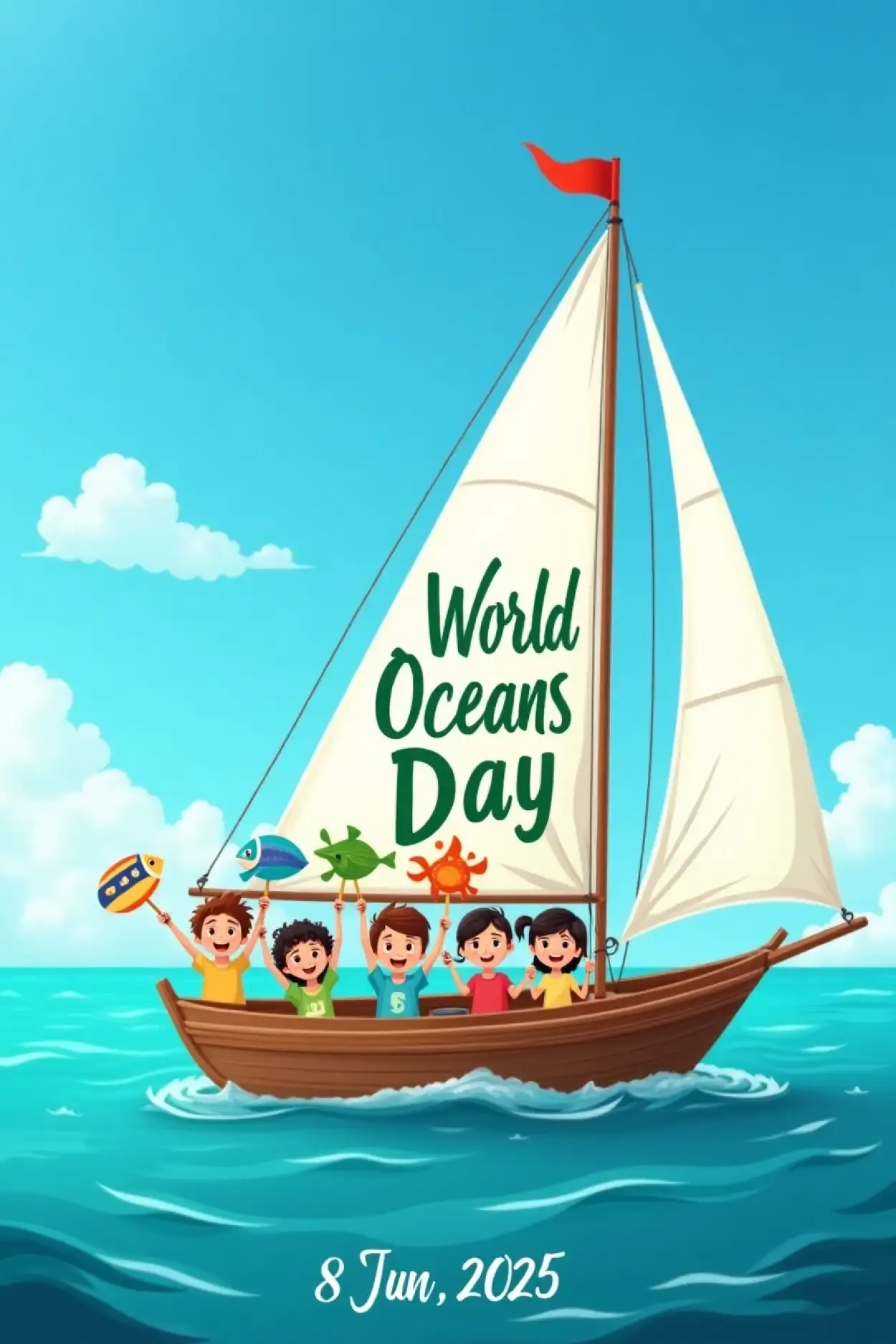 Free Download Cartoon Ocean Animals Image For Oceans Day - High Quality World Oceans Day Background
