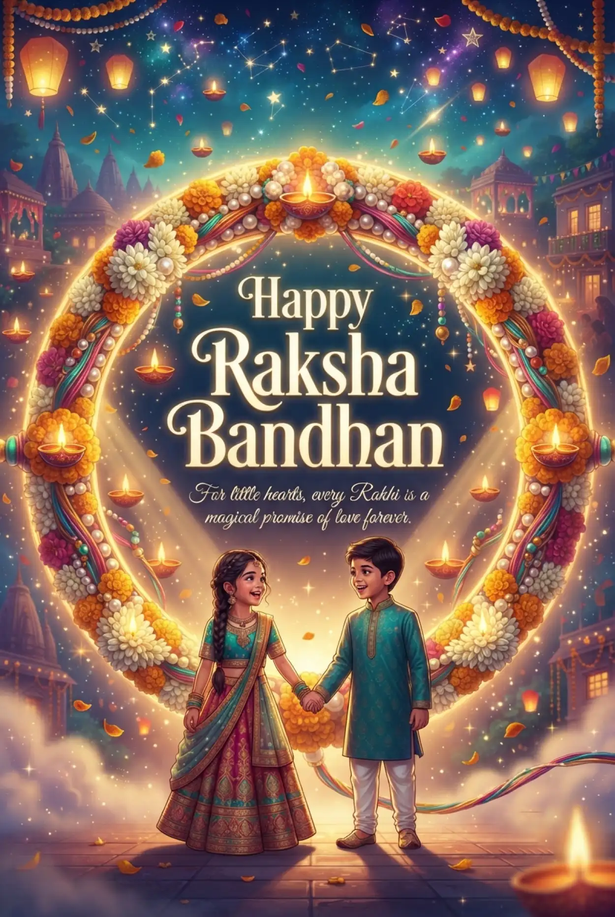 Free Download Cheerful Rakhi Wishes For Little Boys And Girls - High Quality Happy Raksha Bandhan Wishes For Children Image