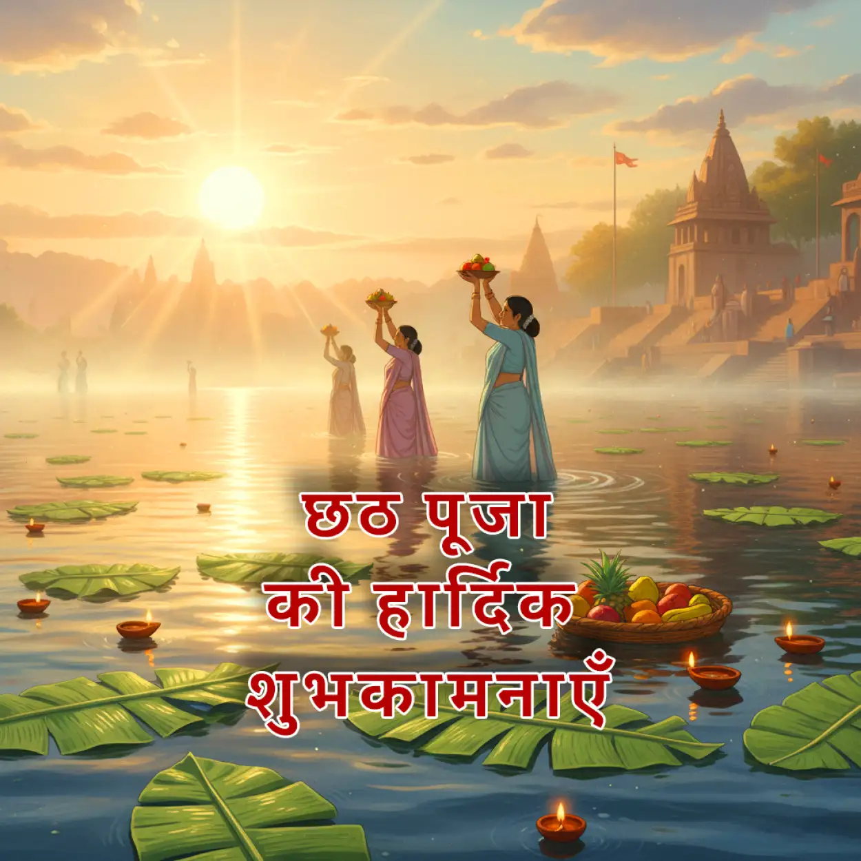 Free Download Chhath Puja Image With Hindi Text - High Quality Happy Chhath Puja Hindi Background