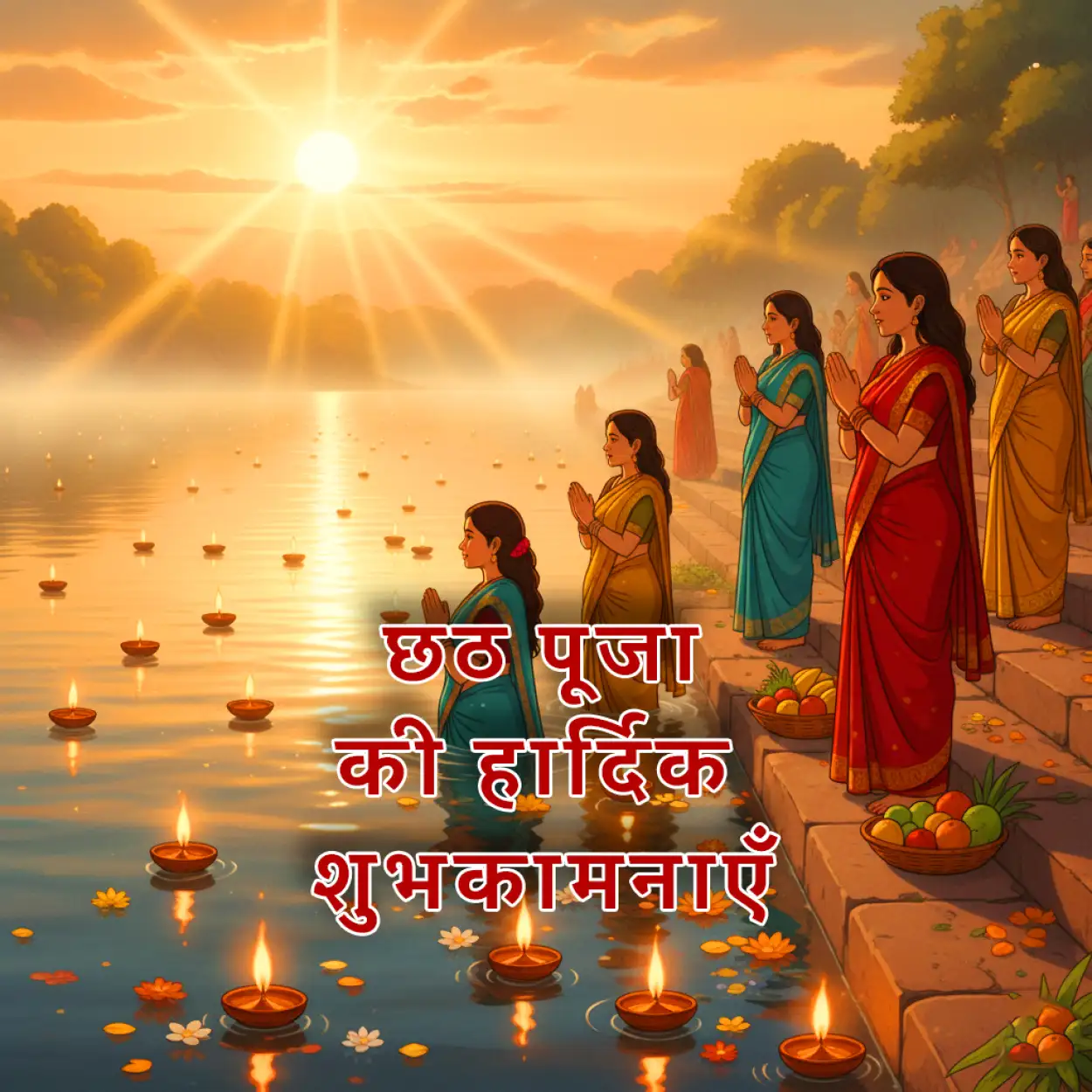 Free Download Chhath Puja Par Bhakti Bhari Photo Caption Hindi Me - High Quality Happy Chhath Puja Hindi Background