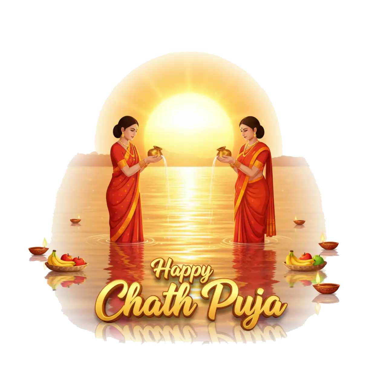 Free Download Chhath Puja Png With Sunset Lighting - High Quality Happy Chhath Puja Png PNG Image