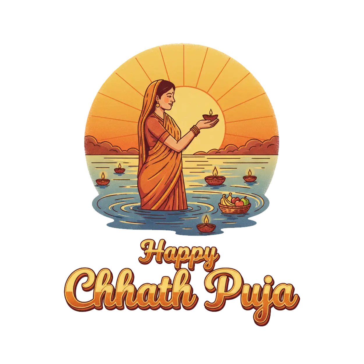 Free Download Chhath Puja Png With Traditional Dress Woman - High Quality Happy Chhath Puja Png PNG Image