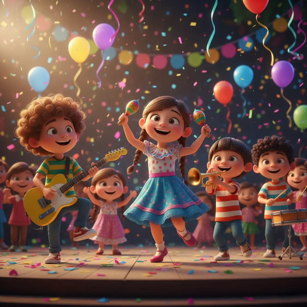 children day background with school kids and flowers