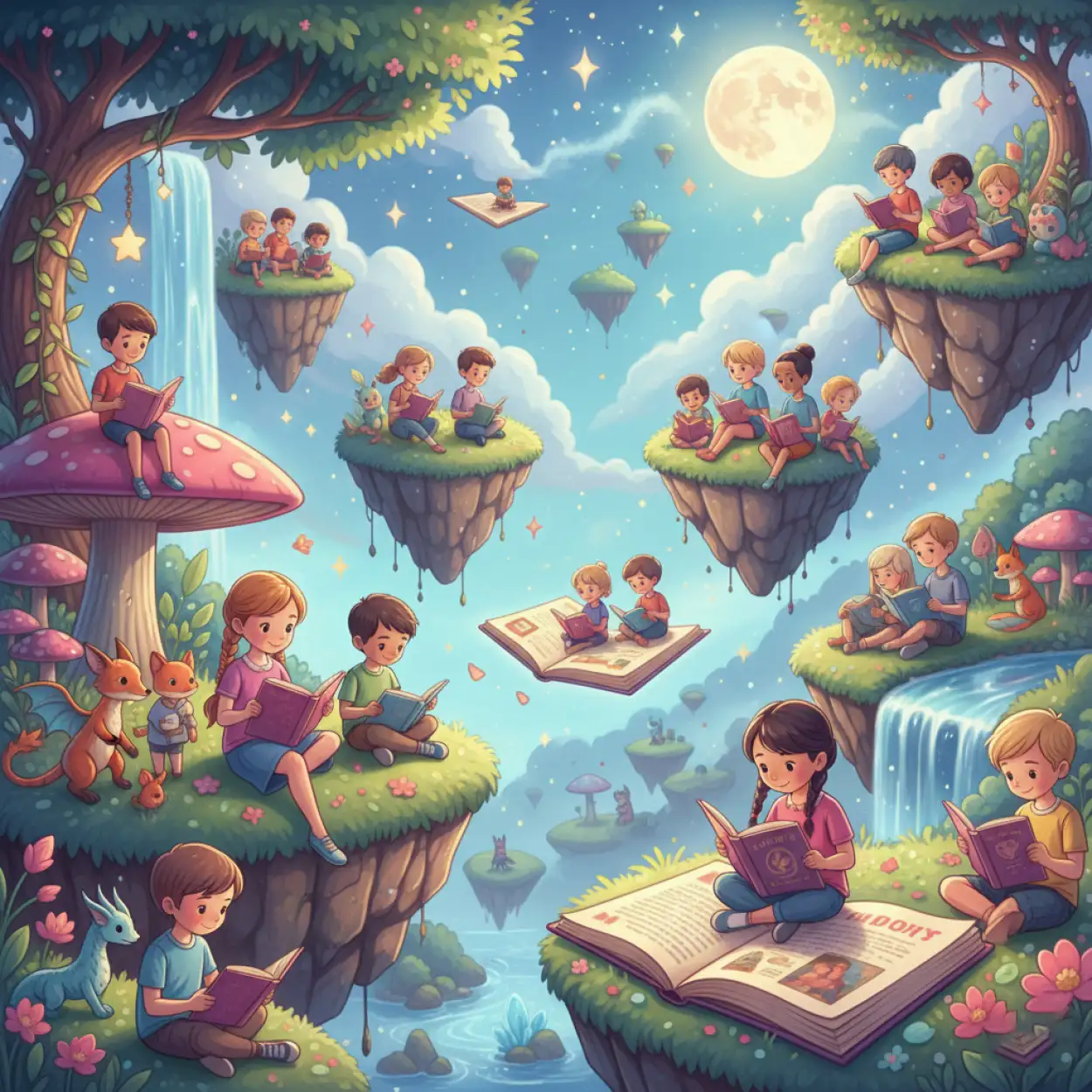 childrens day background with cartoon kids