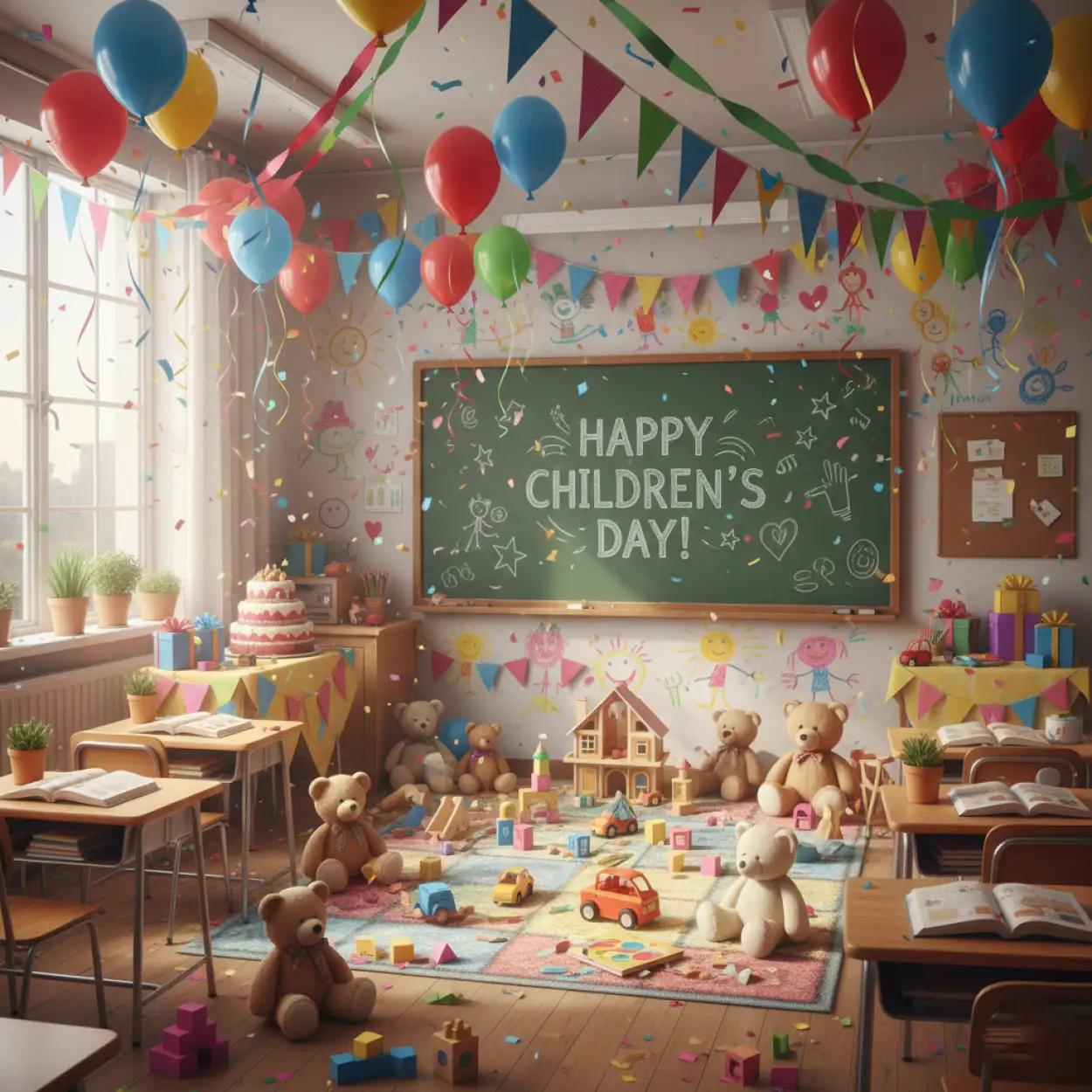 childrens day background with chalkboard theme