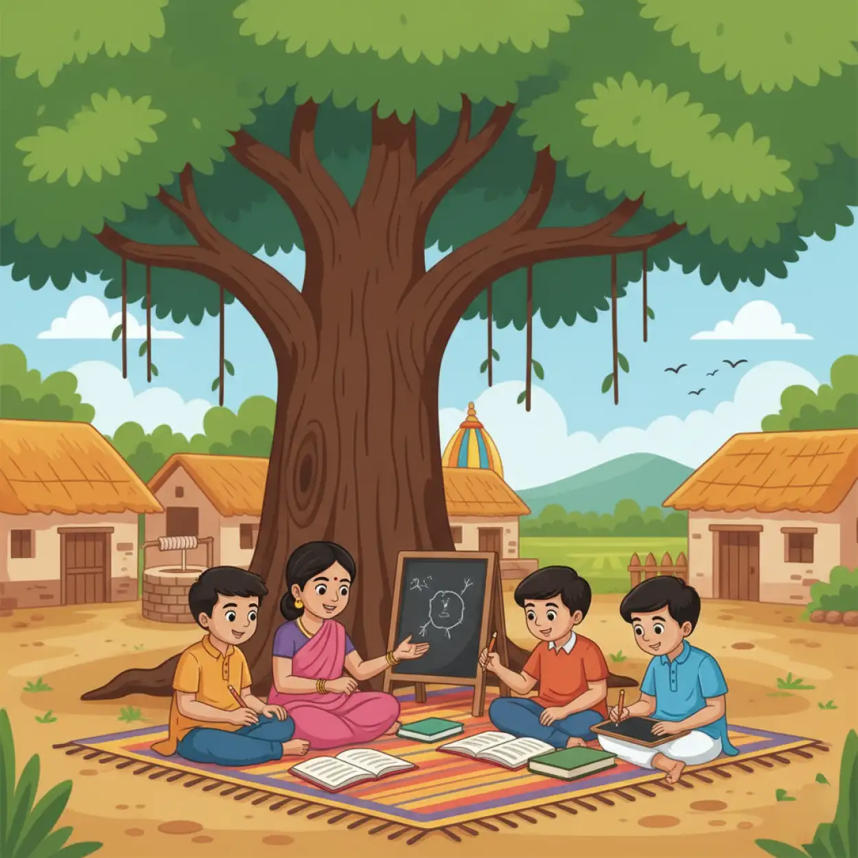 childrens day background with ghibli art style