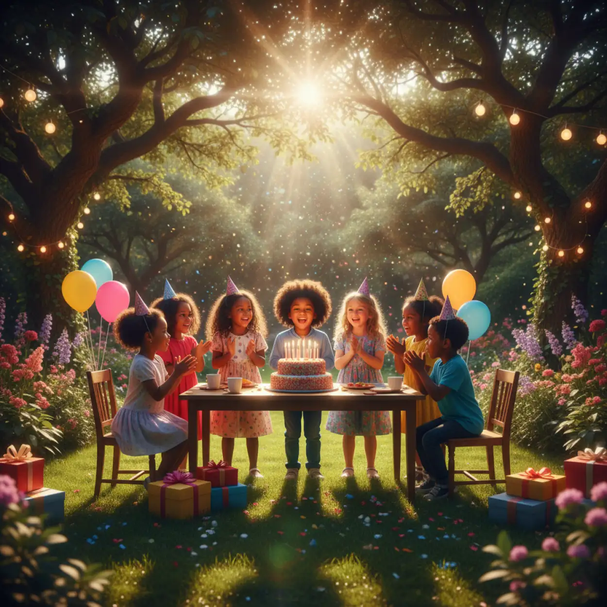 childrens day background with glowing lights