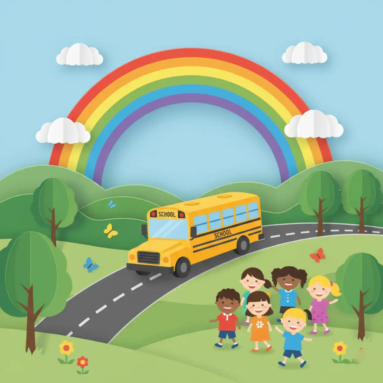 childrens day background with paper art style