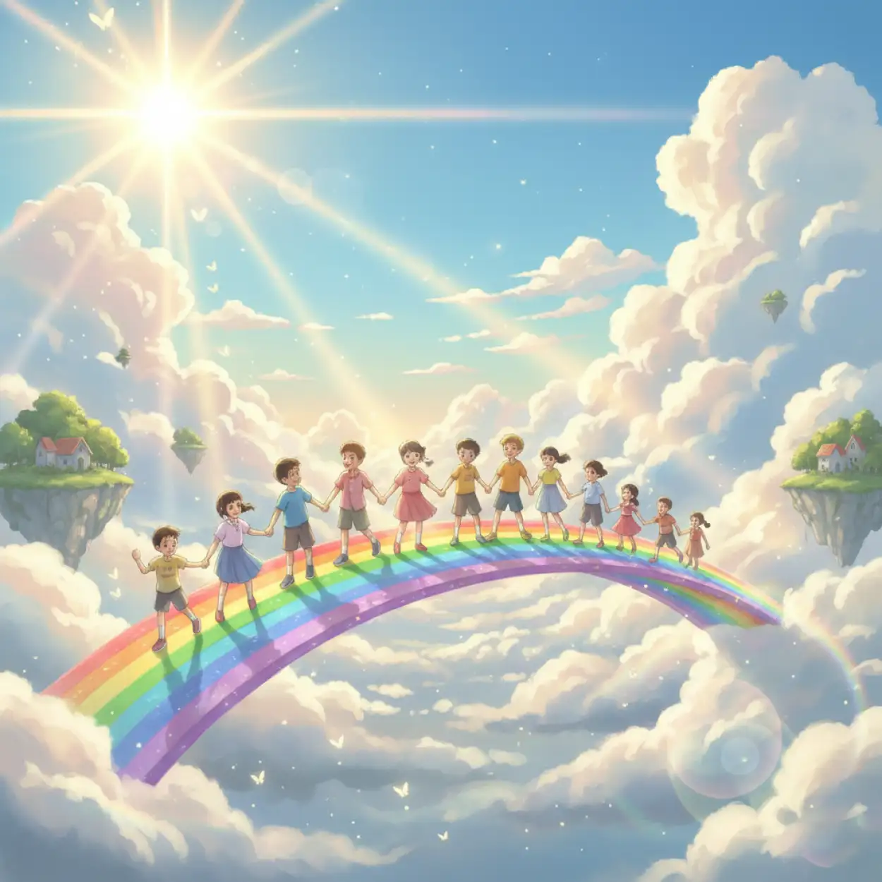 childrens day background with rainbow and stars