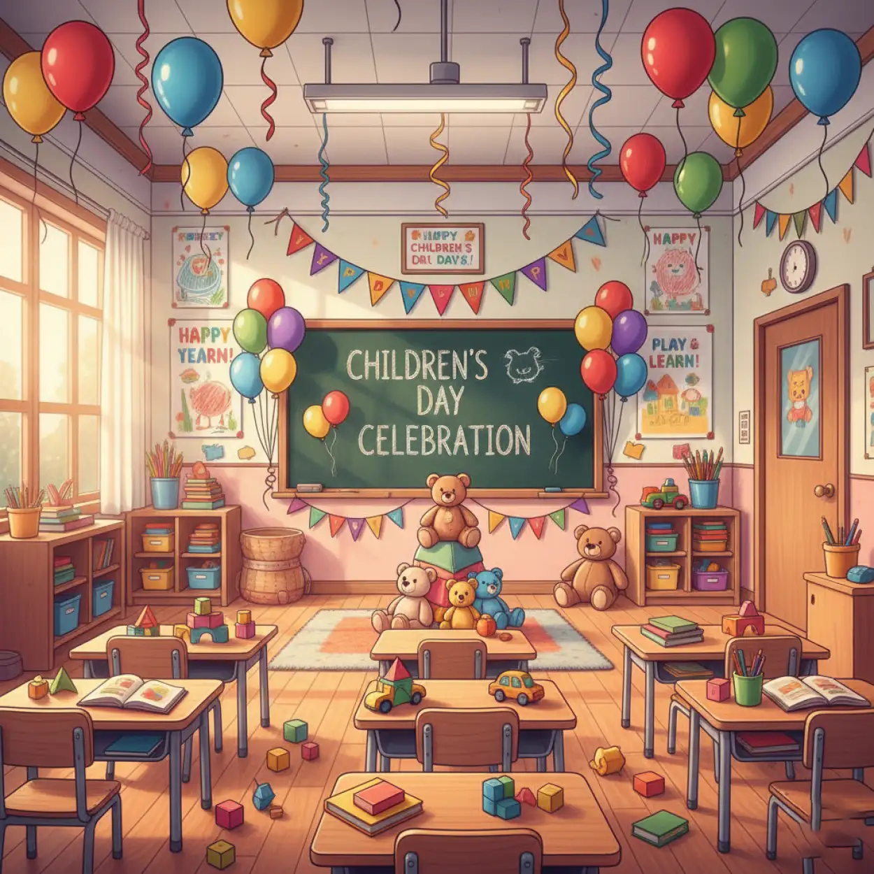 childrens day hd background with balloons