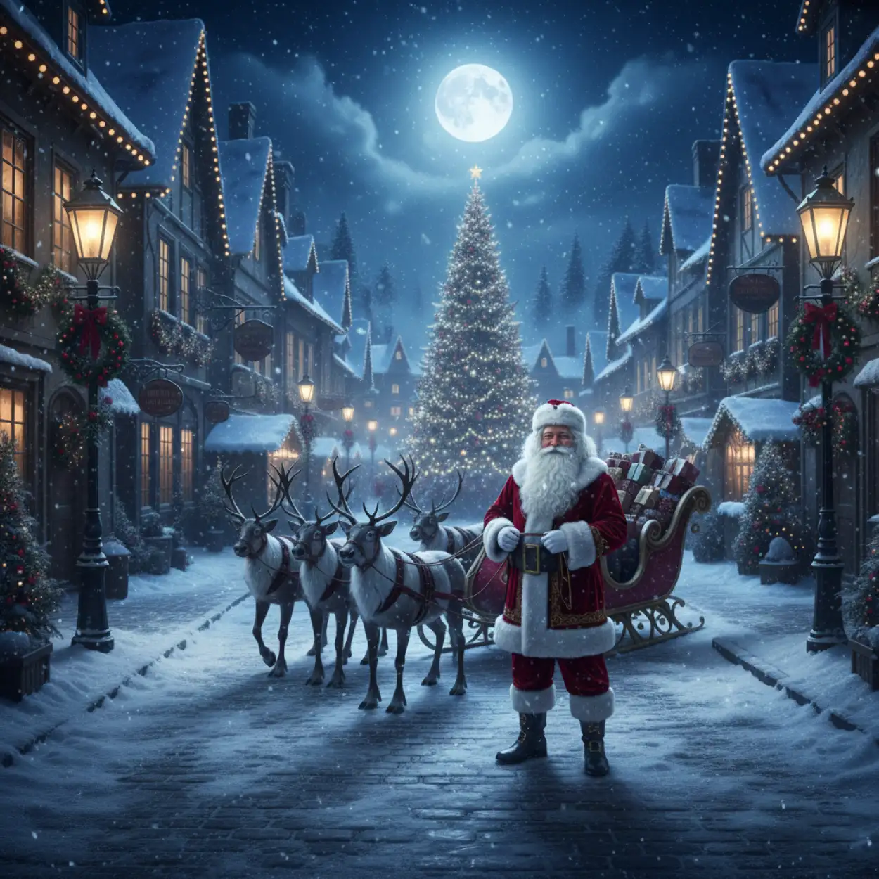 christmas background with santa claus cartoon