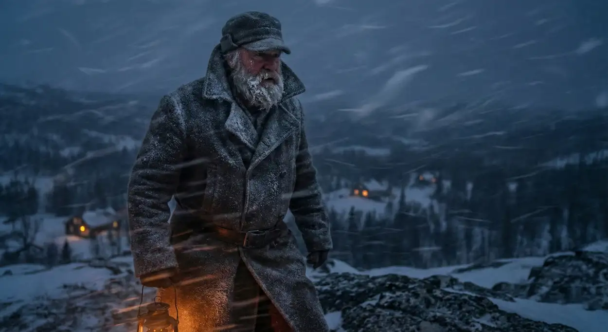 christmas background with santa claus chimney scene