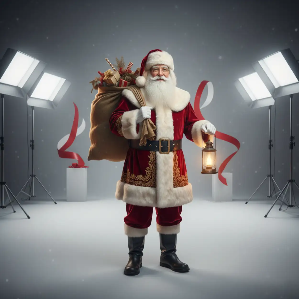 christmas background with santa claus for invitation