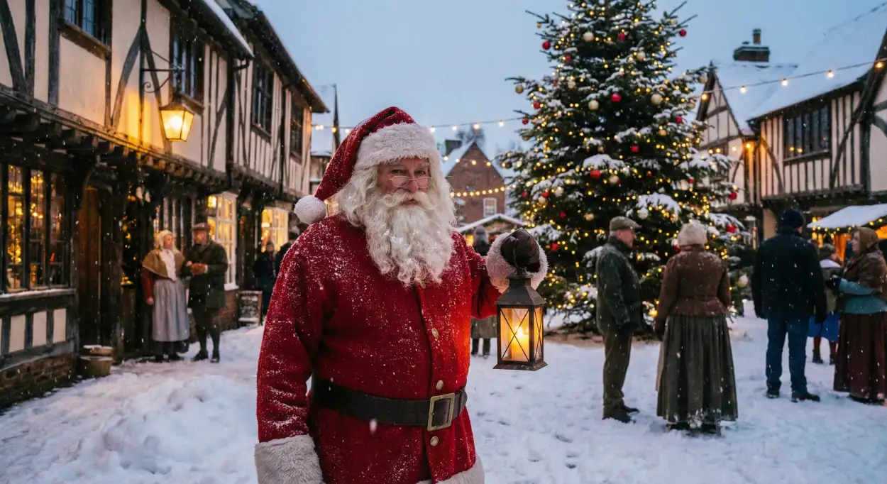 christmas background with santa claus for website