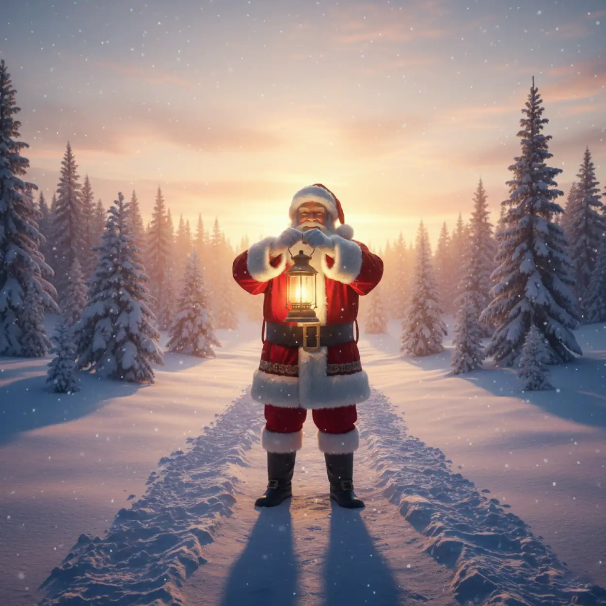 christmas background with santa claus gold lights