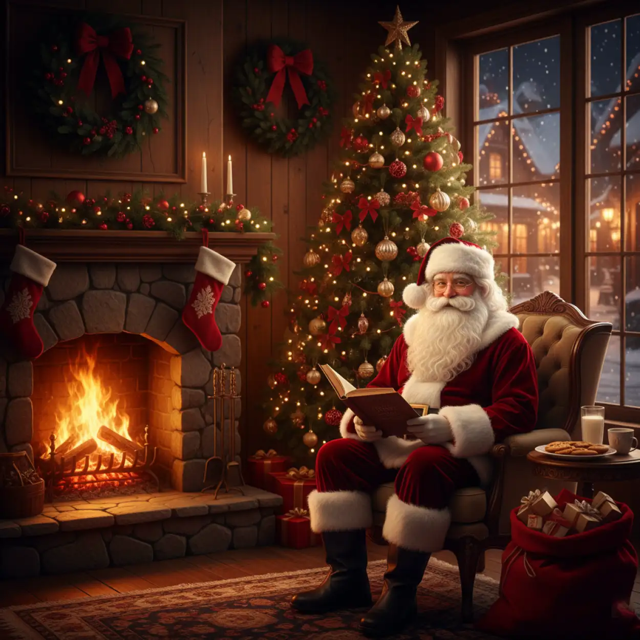 christmas background with santa claus illustration