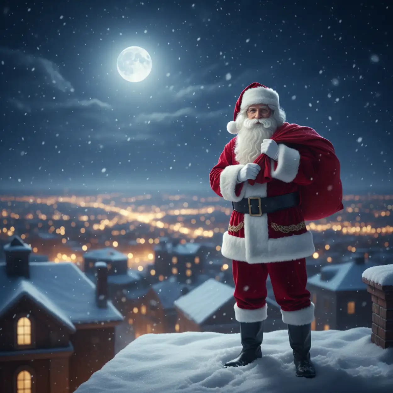 christmas background with santa claus magical lights