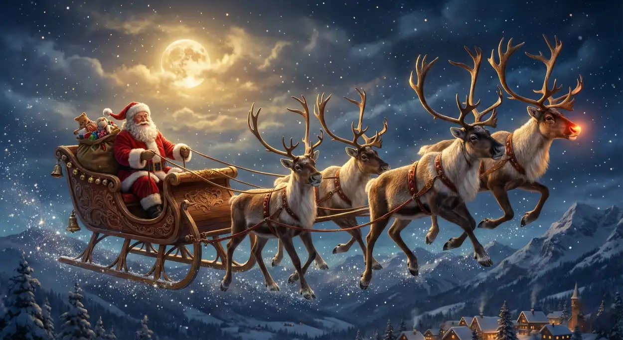 christmas background with santa claus photorealistic