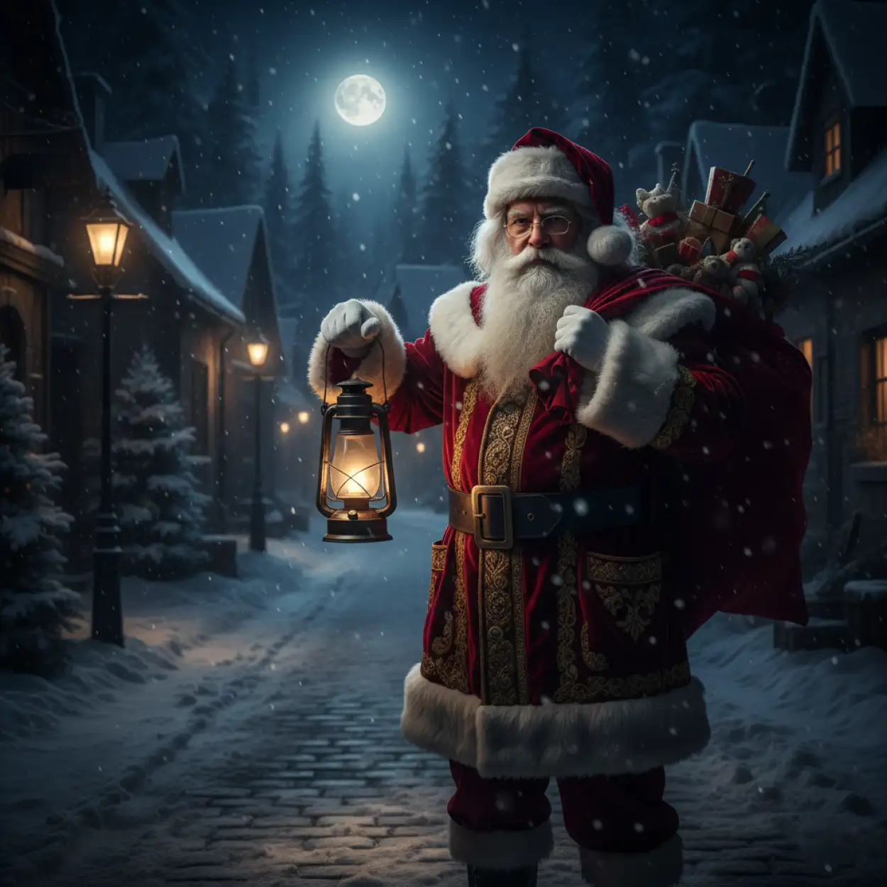 christmas background with santa claus sleigh