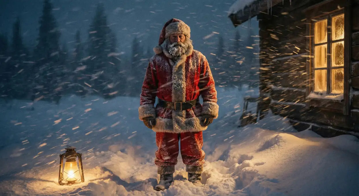 christmas background with santa claus smiling portrait