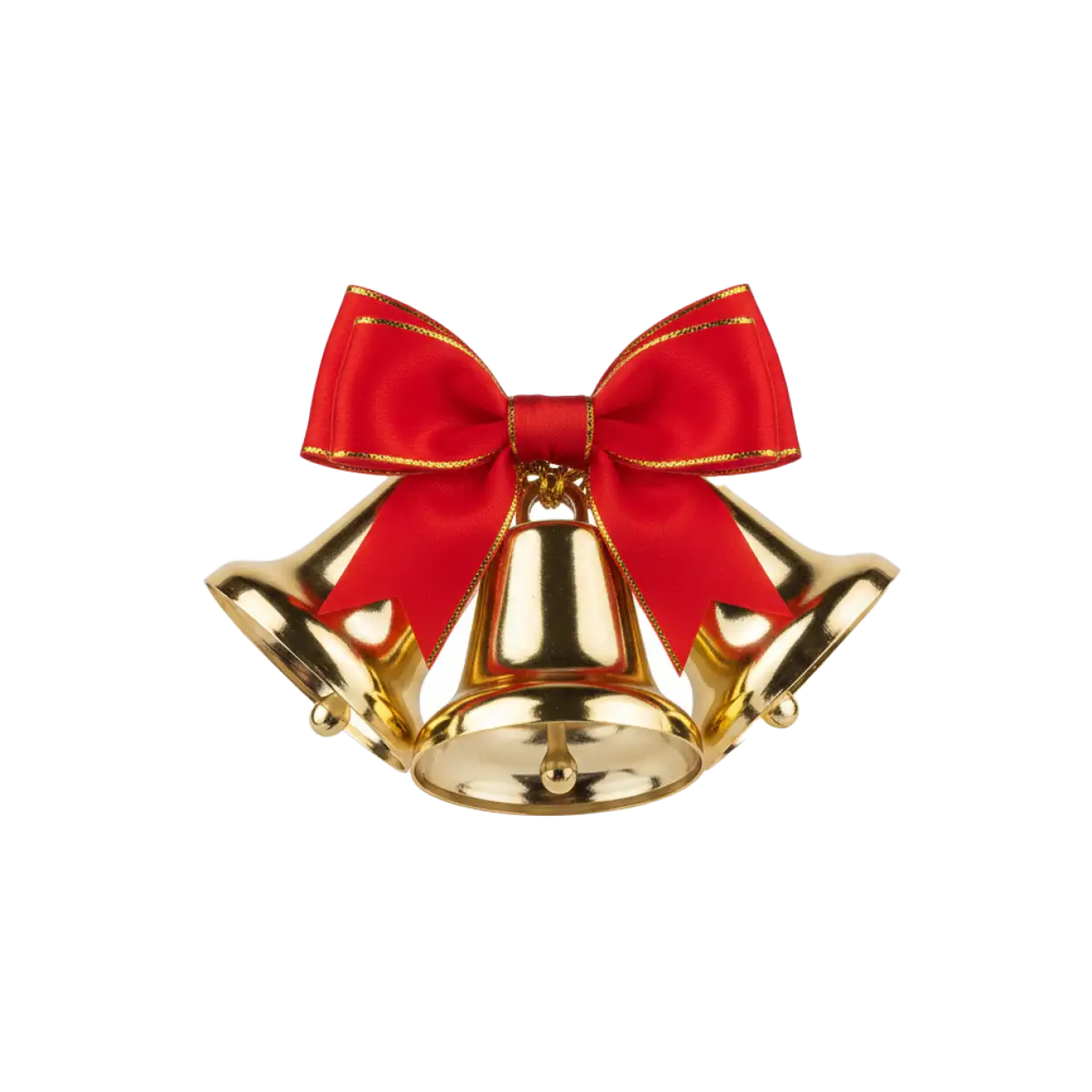 Free Download Christmas Bells Png With Red Ribbon - High Quality Hristmas Bells Png PNG Image