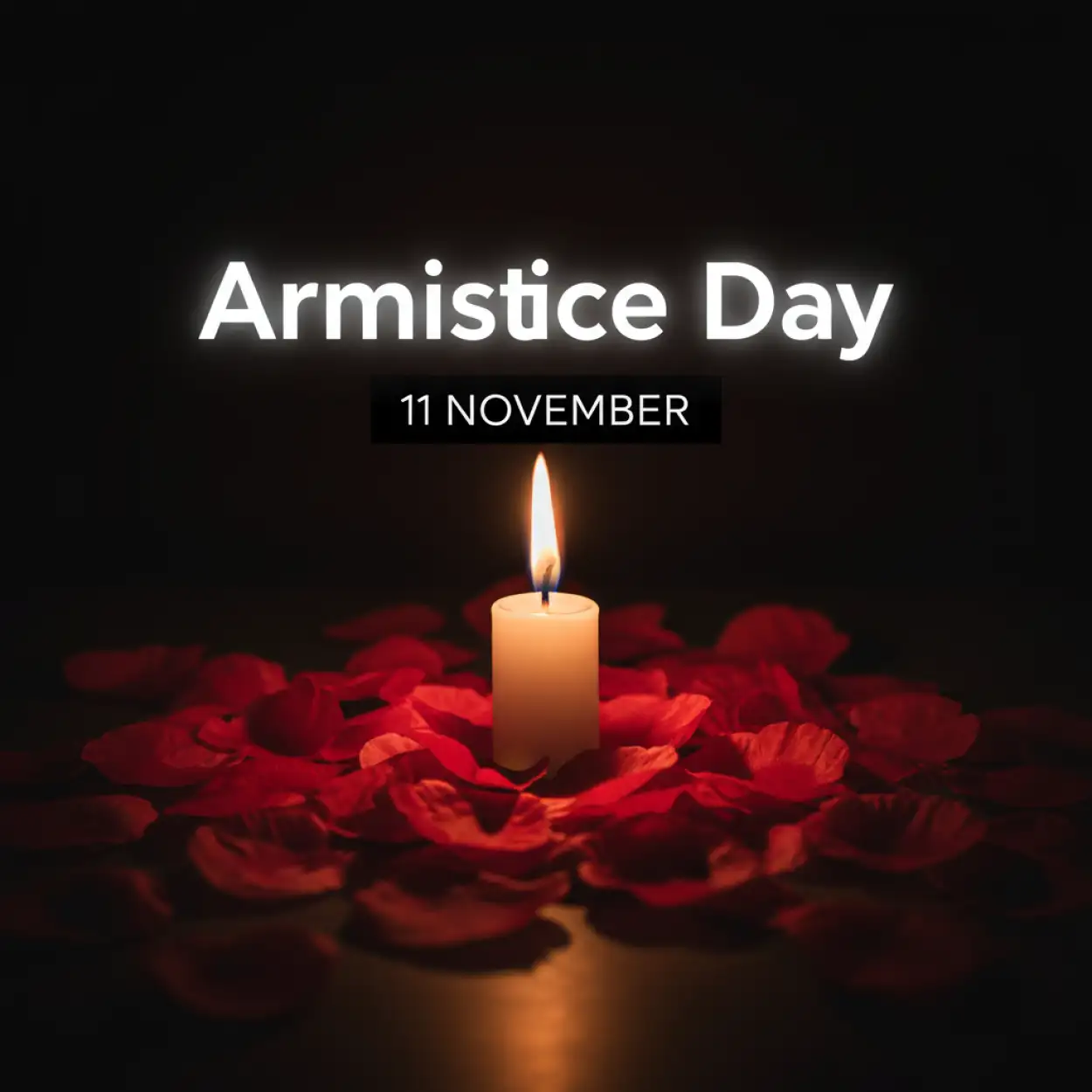 cinematic armistice day wallpaper design with glowing text and poppies