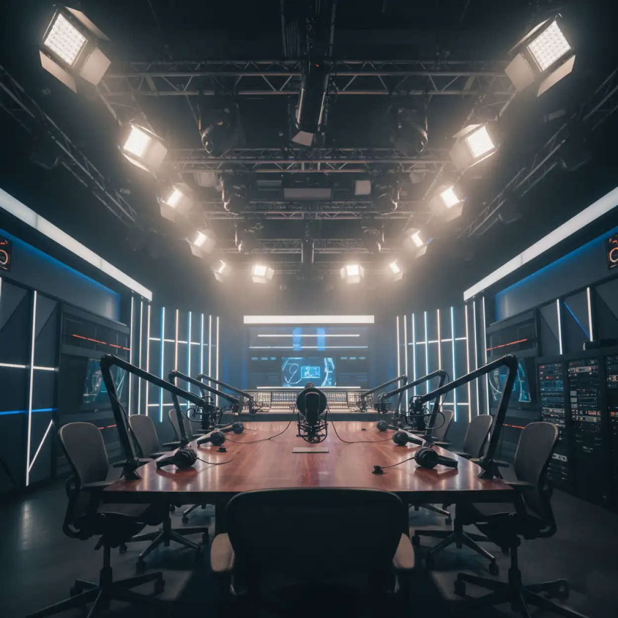 Free Download Cinematic Broadcast Quality Podcast Studio Background For Youtube Video - High Quality Podcast Studio Background Background