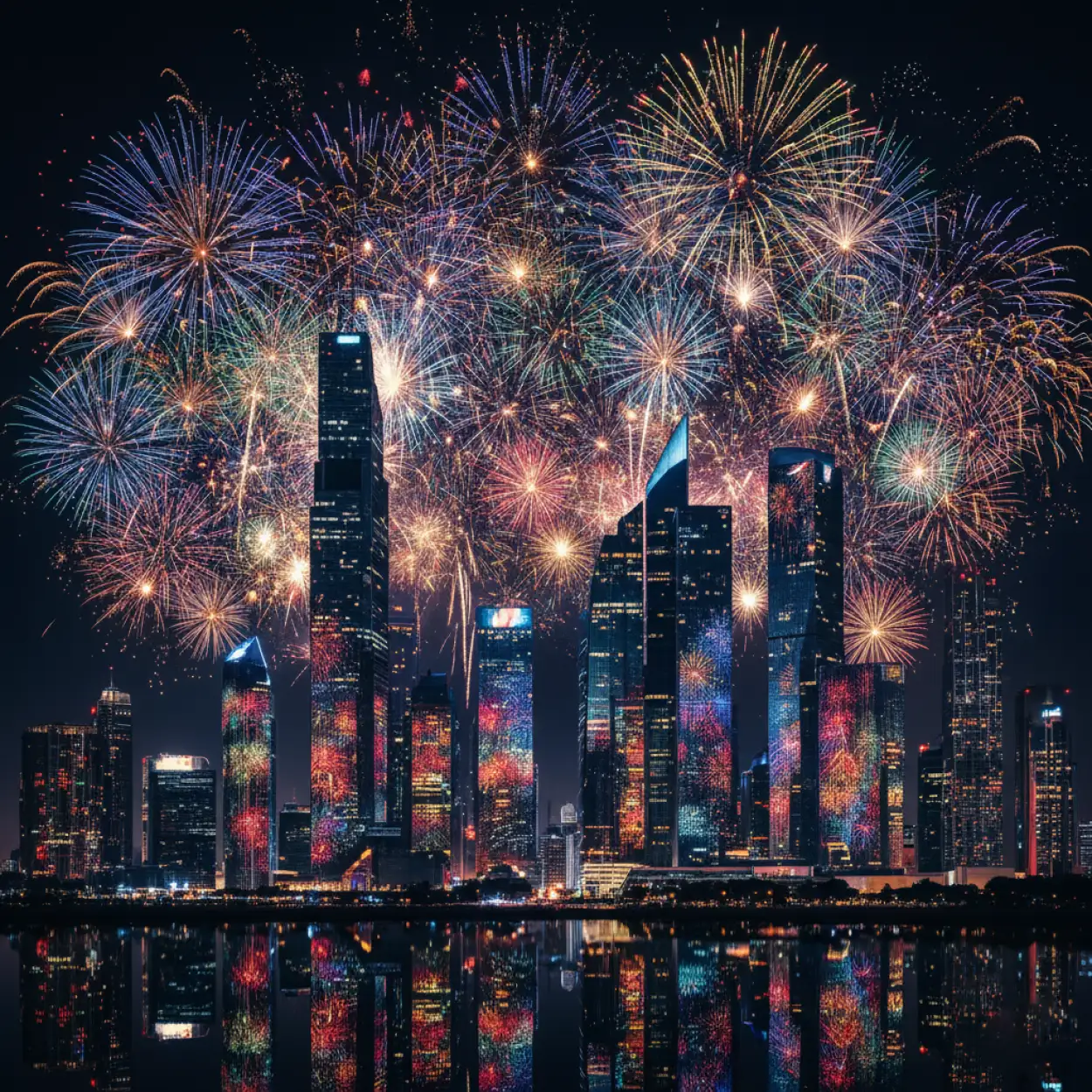 Free Download City Skyline New Year Fireworks Background - High Quality New Year Fireworks Background Background