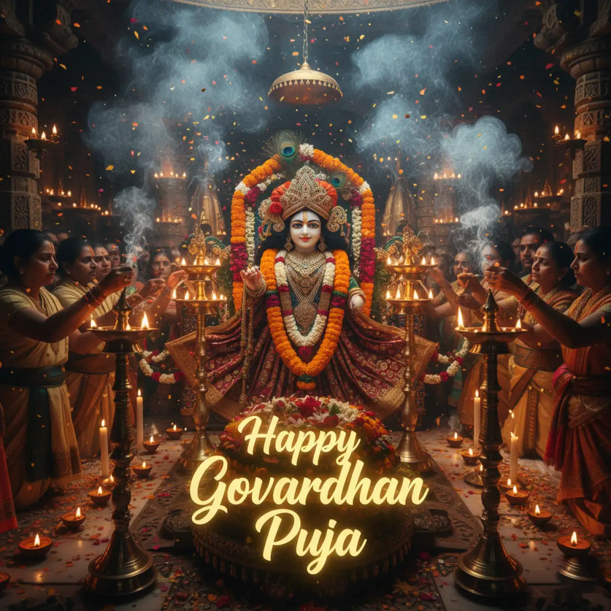 Free Download Close-up Of Traditional Jewelry And Flower Garlands - High Quality Happy Govhappy Govardhan Puja 2025ardhan Puja 2025 Background