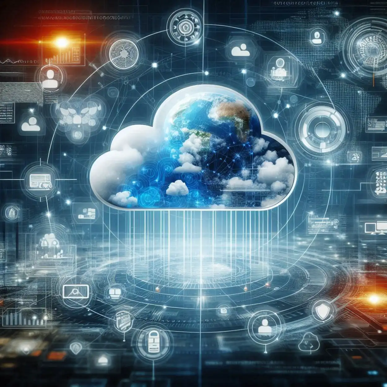 Free Download Cloud-based Computing Background With Digital Data Storage - High Quality Technology Background Background
