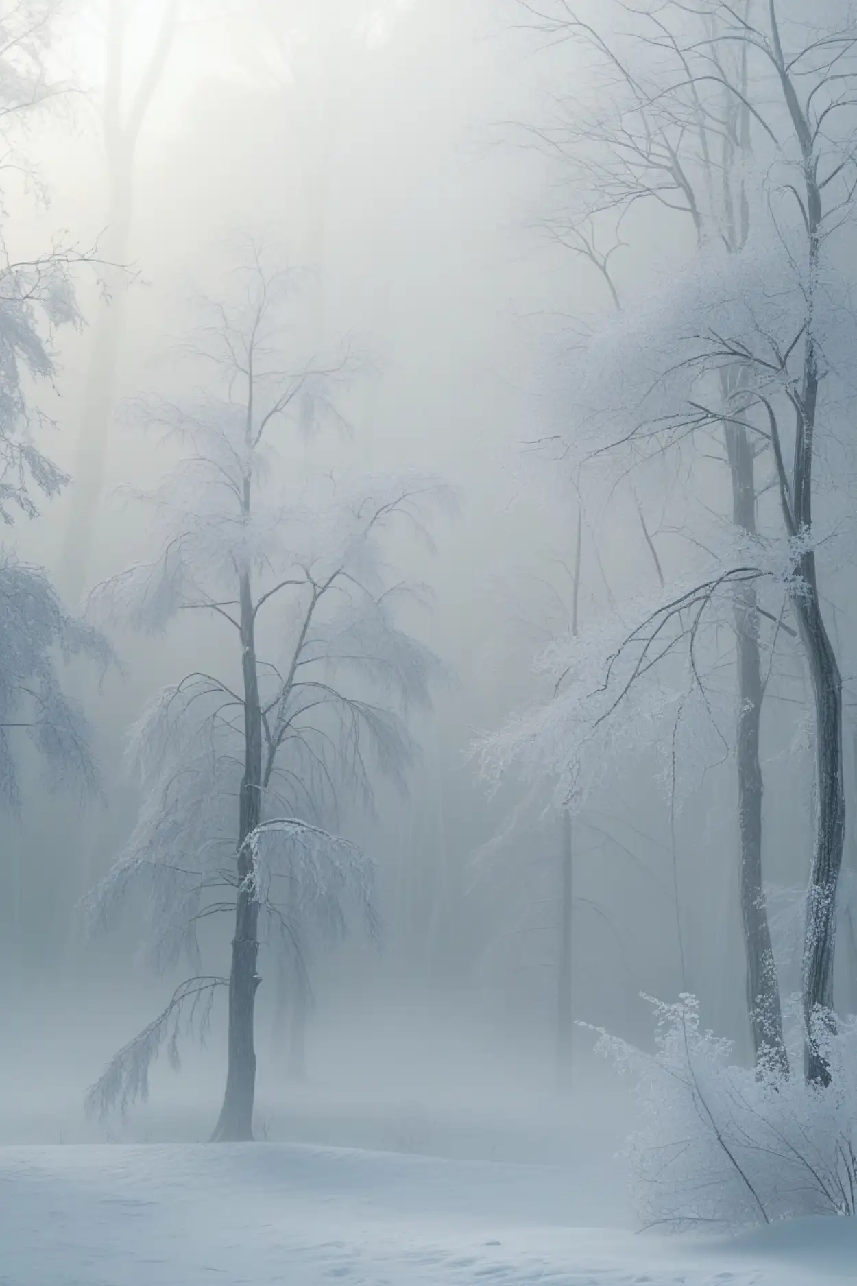 cold morning foggy forest background