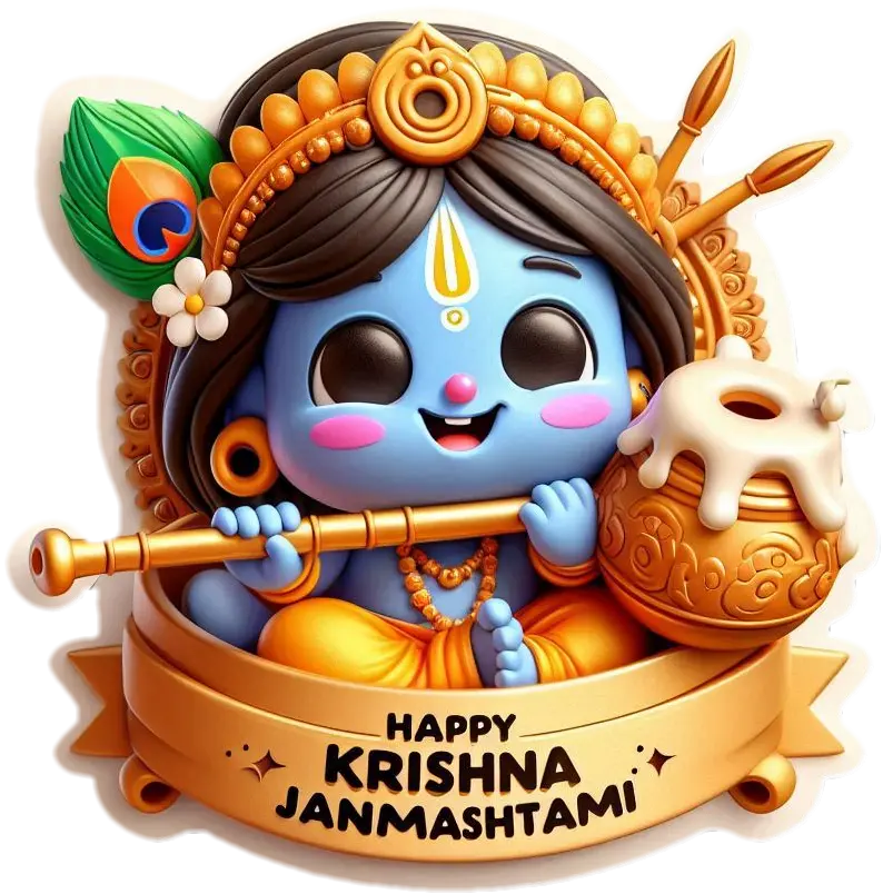 create vibrant happy krishna janmashtami png images with transparent backgrounds