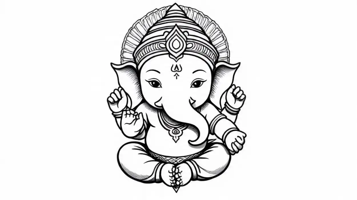 cute baby Ganesha line drawing sketch