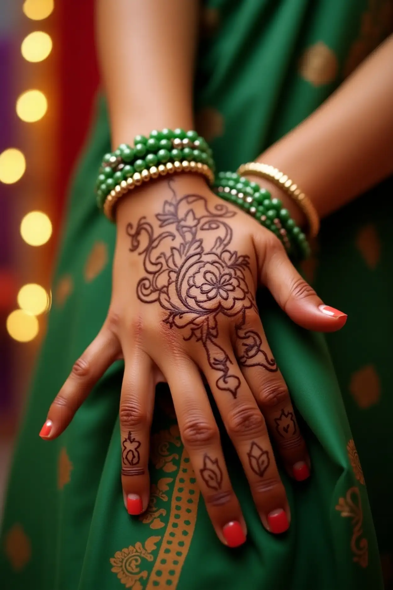 cute finger teej mehndi design 2025