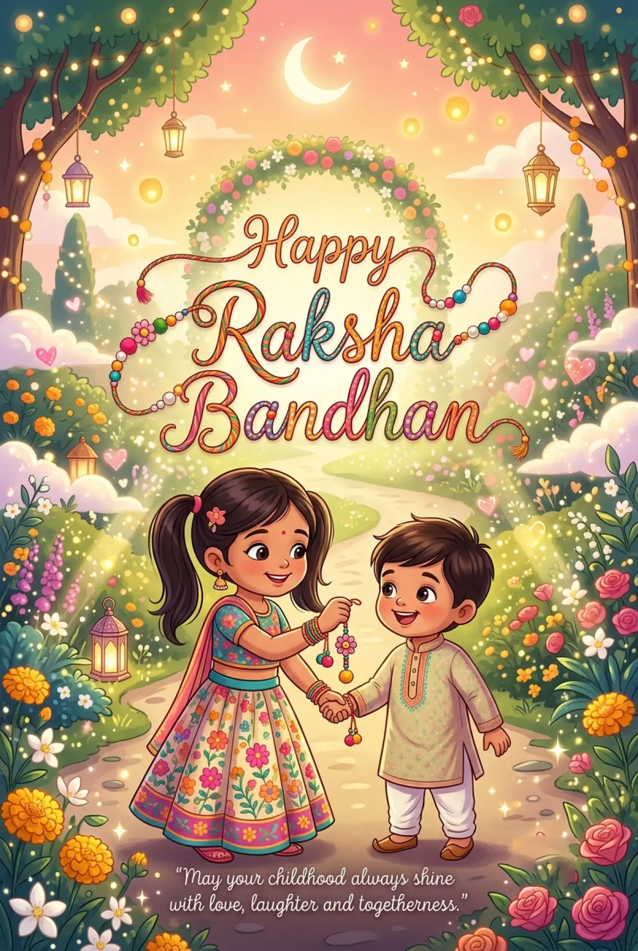 Free Download Cute Rakhi Wishes For Brother And Sister Kids - High Quality Happy Raksha Bandhan Wishes For Children Image