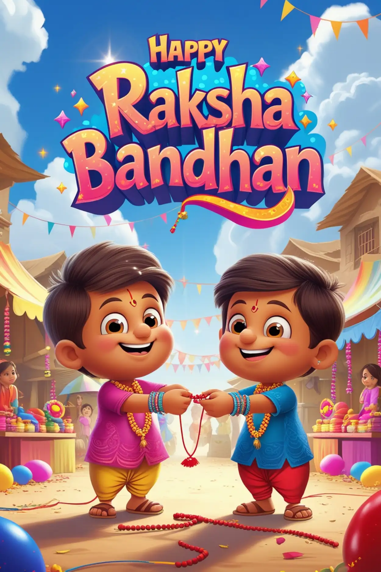 Free Download Cute Rakhi Wishes For Chhota Bheem Fans - High Quality Happy Raksha Bandhan Wishes For Children Background