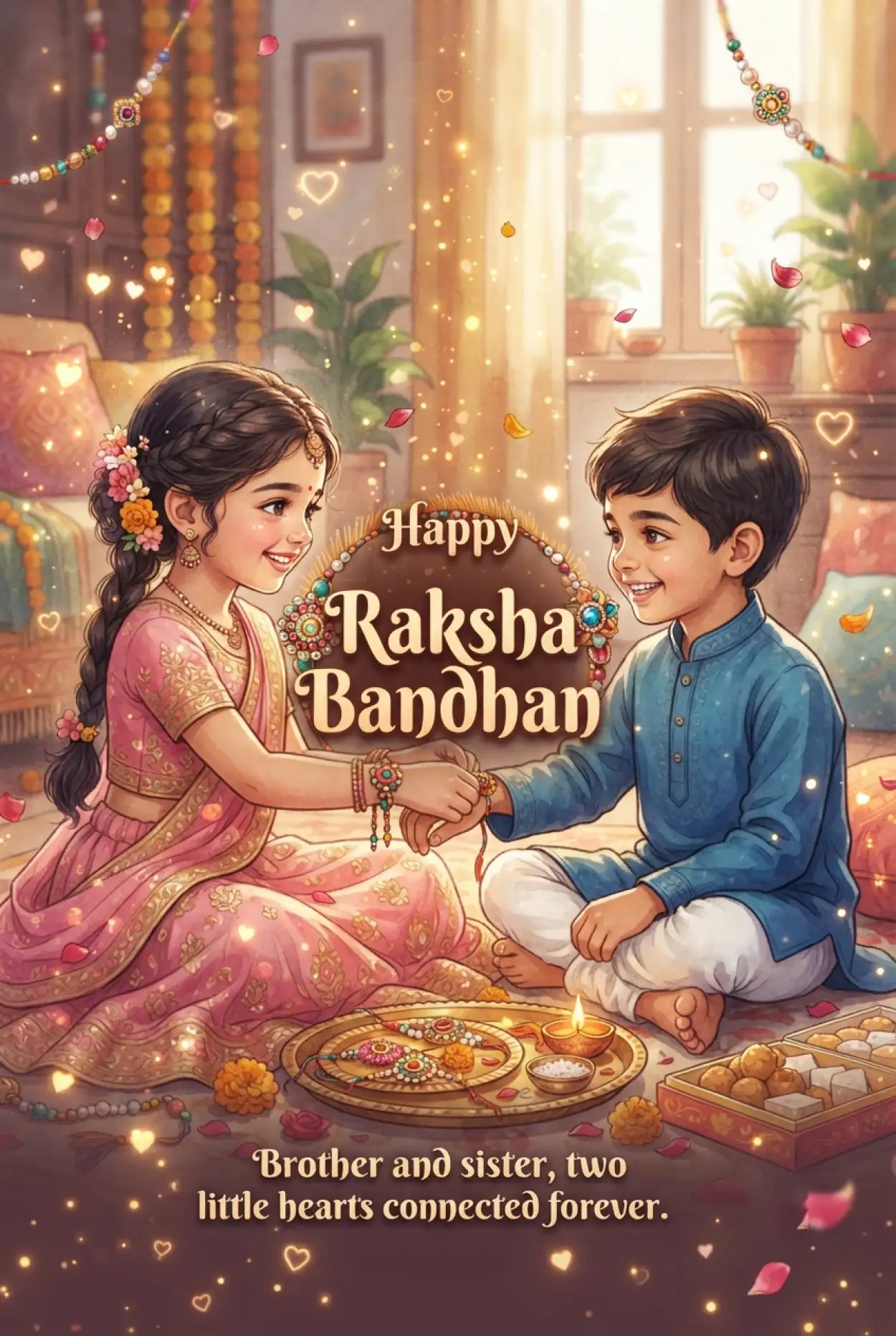Free Download Cute Rakhi Wishes For Younger Brother - High Quality Happy Raksha Bandhan Wishes For Children Image