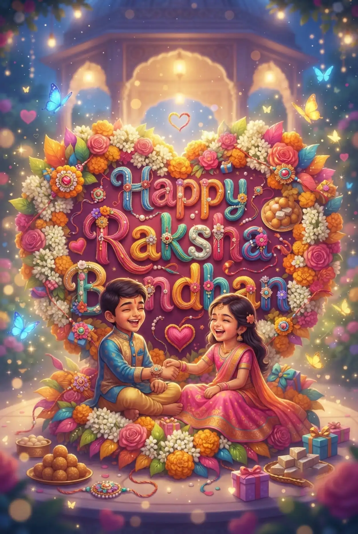 Free Download Cute Rakhi Wishes For Younger Sister - High Quality Happy Raksha Bandhan Wishes For Children Image