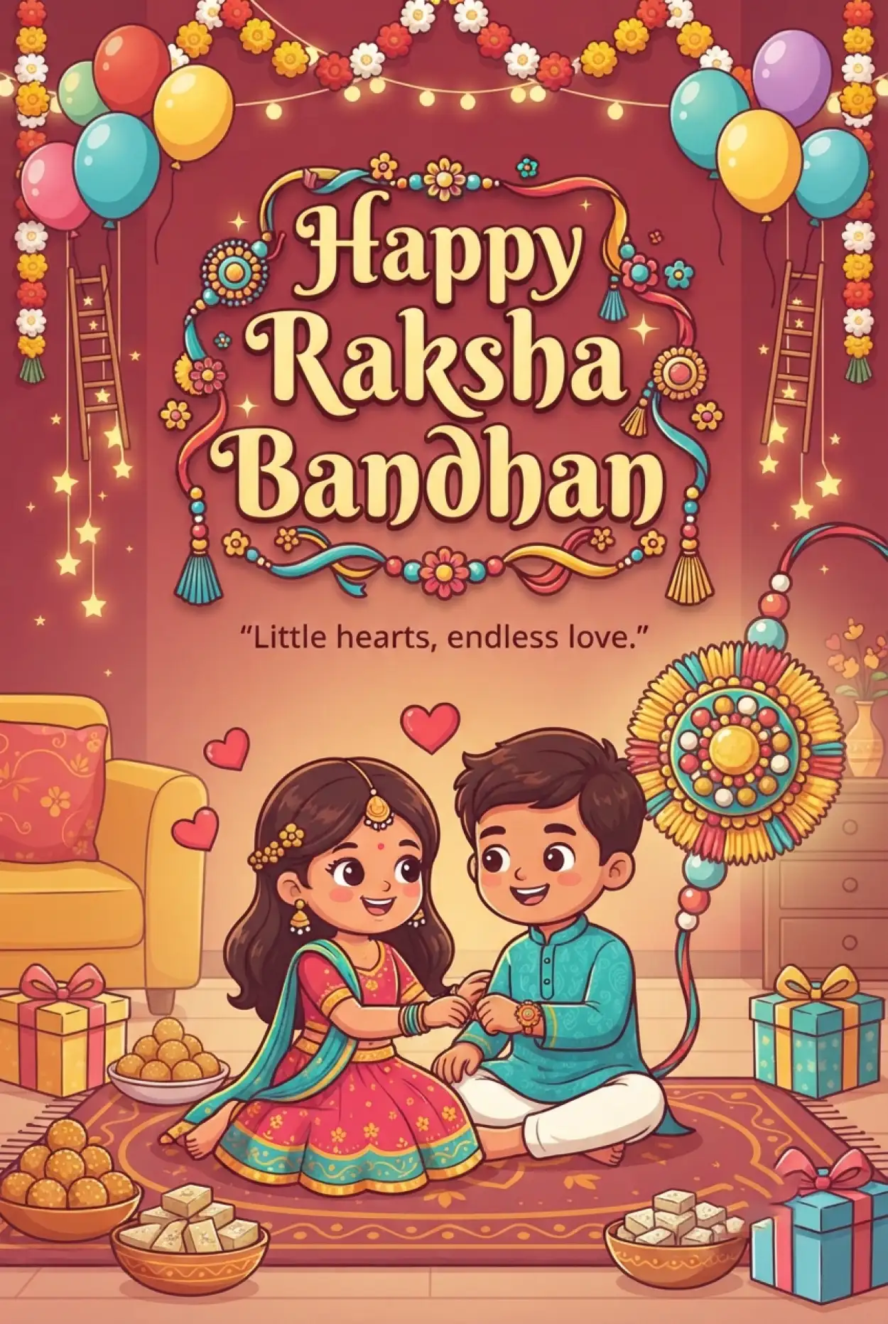Free Download Cute Raksha Bandhan 2026 Facebook Status Wishes - High Quality Happy Raksha Bandhan Wishes 2026 Image