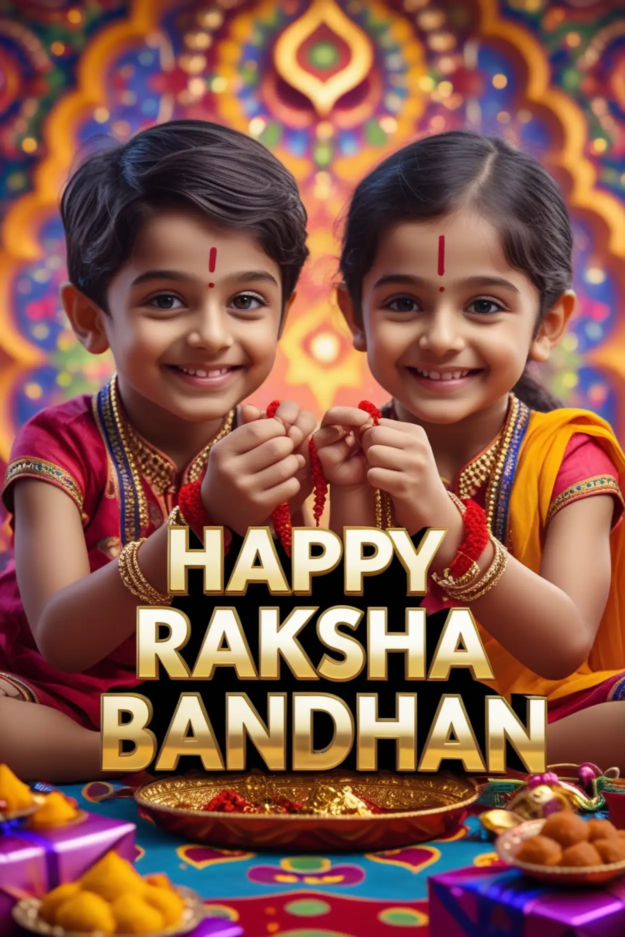 Free Download Cute Raksha Bandhan SMS For Children - High Quality Happy Raksha Bandhan Wishes For Children Background