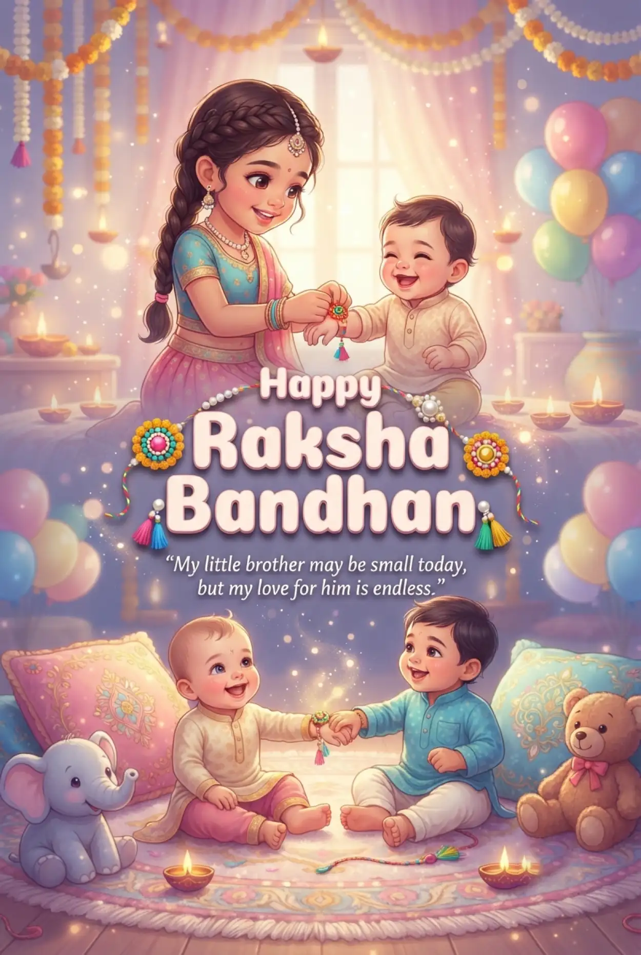 Free Download Cute Raksha Bandhan Wishes For Kids - High Quality Happy Raksha Bandhan Wishes For Children Image