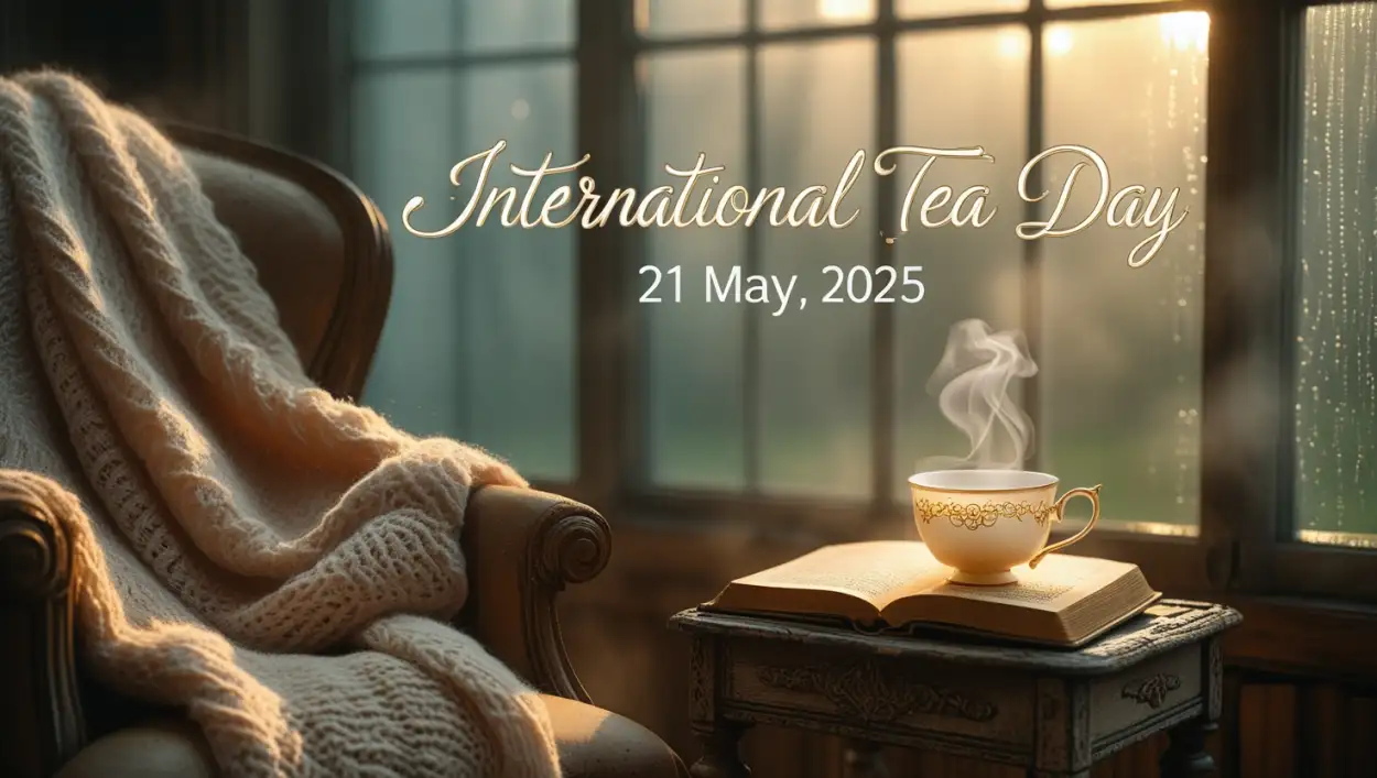 Cute Tea Day Illustration With Quote - Royalty Free International Tea Day Image | Pngmagic Free Download Cute Tea Day Illustration With Quote - High Quality International Tea Day Background