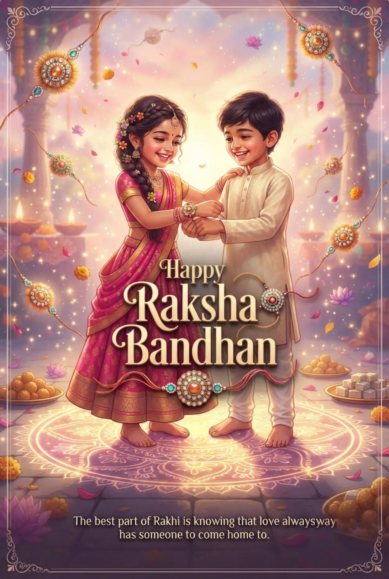 Free Download Cute Wishes For Children On Raksha Bandhan - High Quality Happy Raksha Bandhan Wishes For Children Image