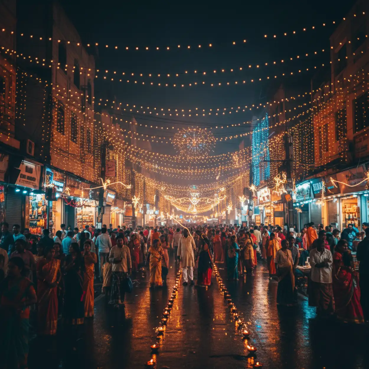 dark diwali background with glowing diyas