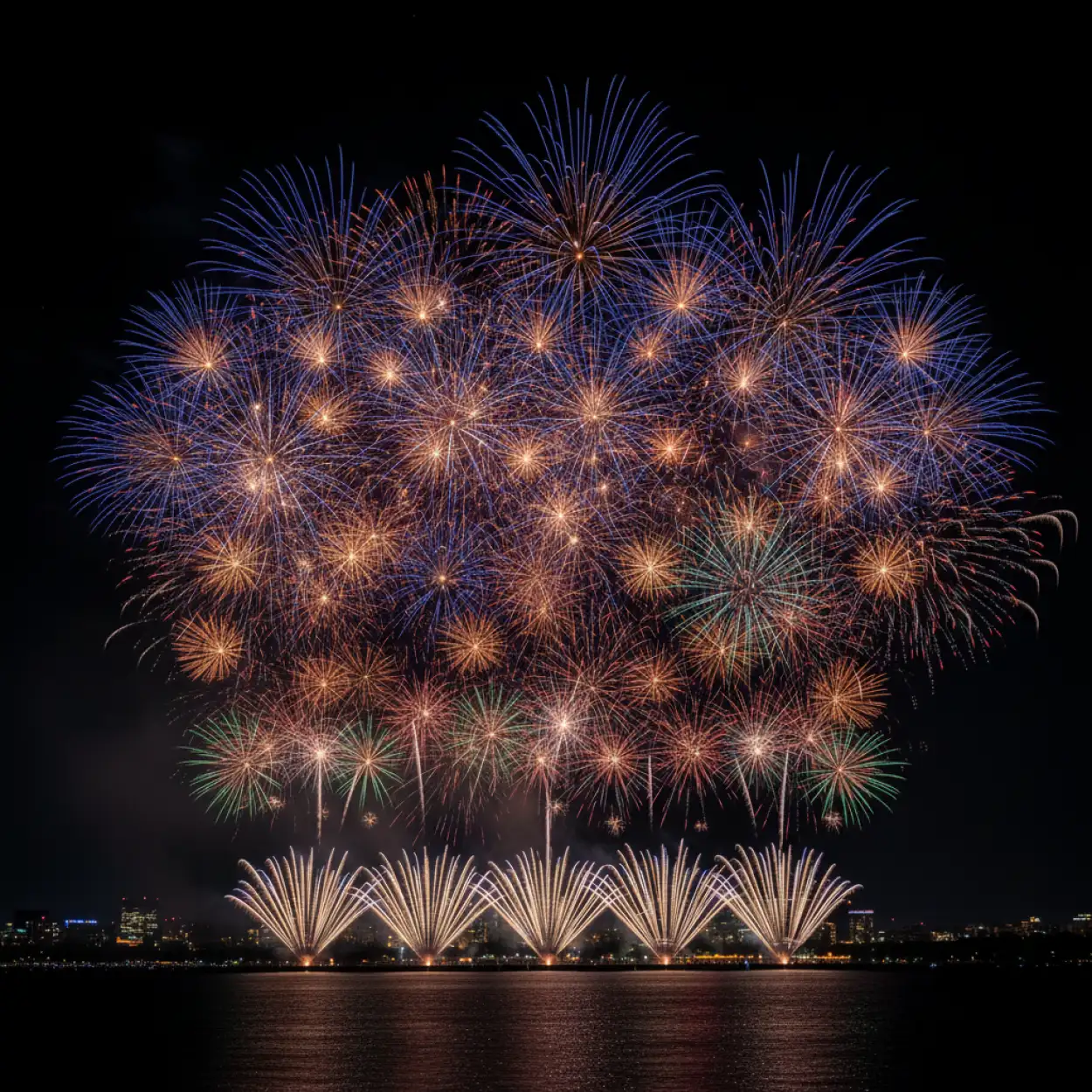dark sky new year fireworks background
