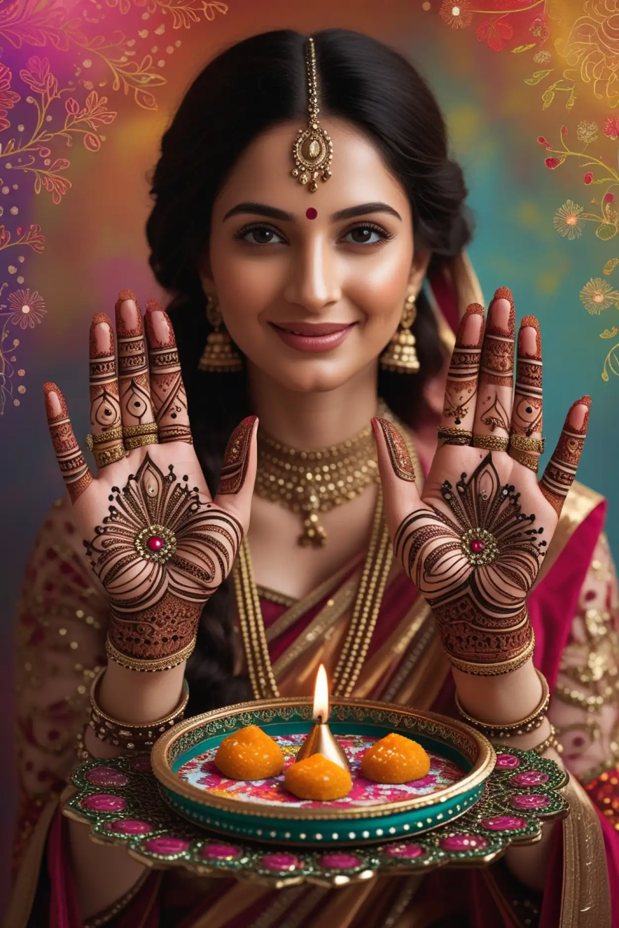 dark stain teej mehndi design 2025 ideas
