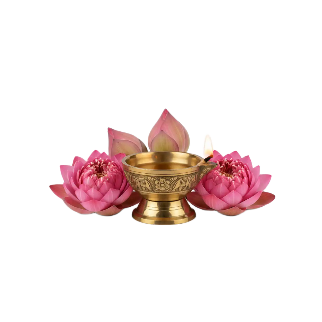 dhanteras diya with flower png picture