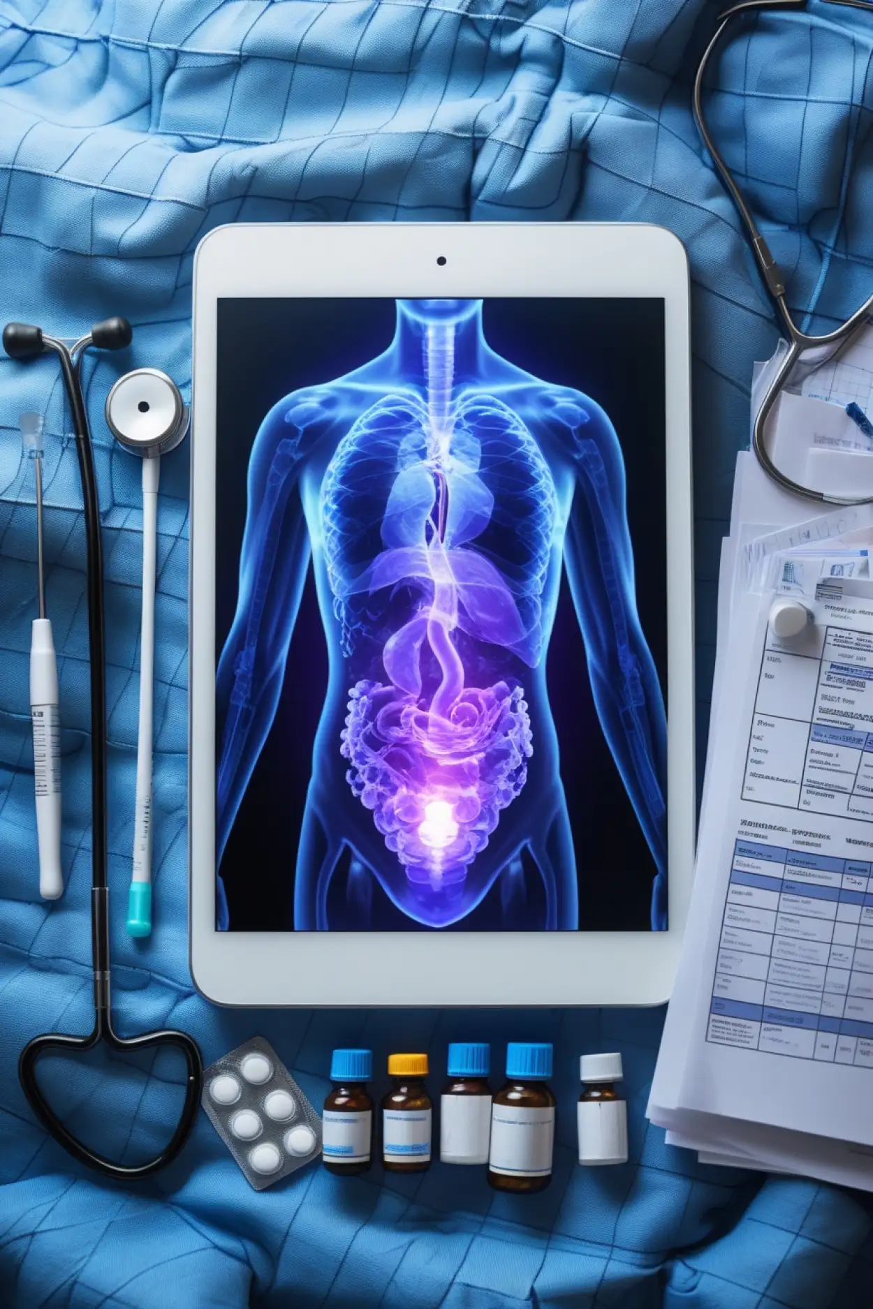 digital medical background with HUD interface
